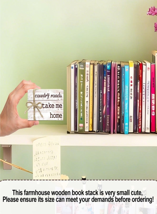 Ycyfckdr Decorative Books for Home Decor, Rustic Wood Book Stack for Table Decor, Country Roads Take Me Home Decor Books for Living Room Bookshelf, Farmhouse Stacked Books Decor (L21) - Image 2